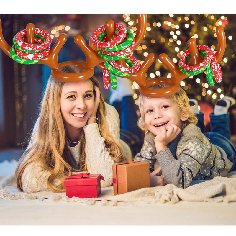 [AUSTRALIA] - MGparty Christmas Inflatable Reindeer Antler Toss Game for Xmas Kids Teens Party Favors Supplies Outdoor Indoor Ring Toss Game 