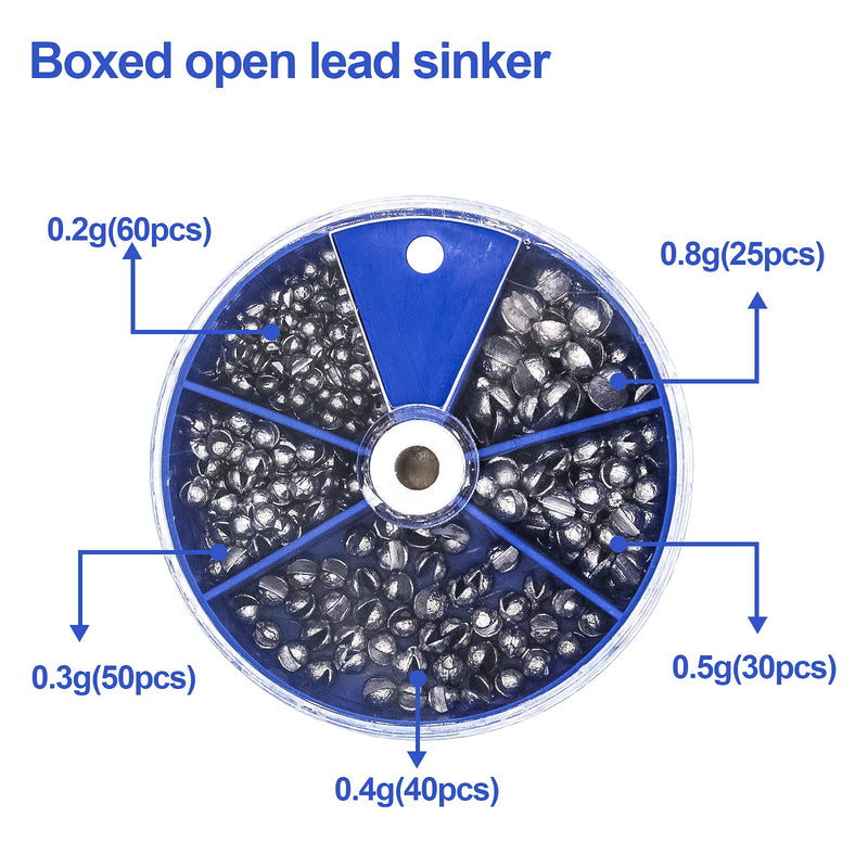 FREGITO 205pcs Weight Sinkers 5 Sizes Lead Weights Round Split Shot Sinker Removable Fishing Weights Sinkers 205pcs-blue Box - BeesActive Australia