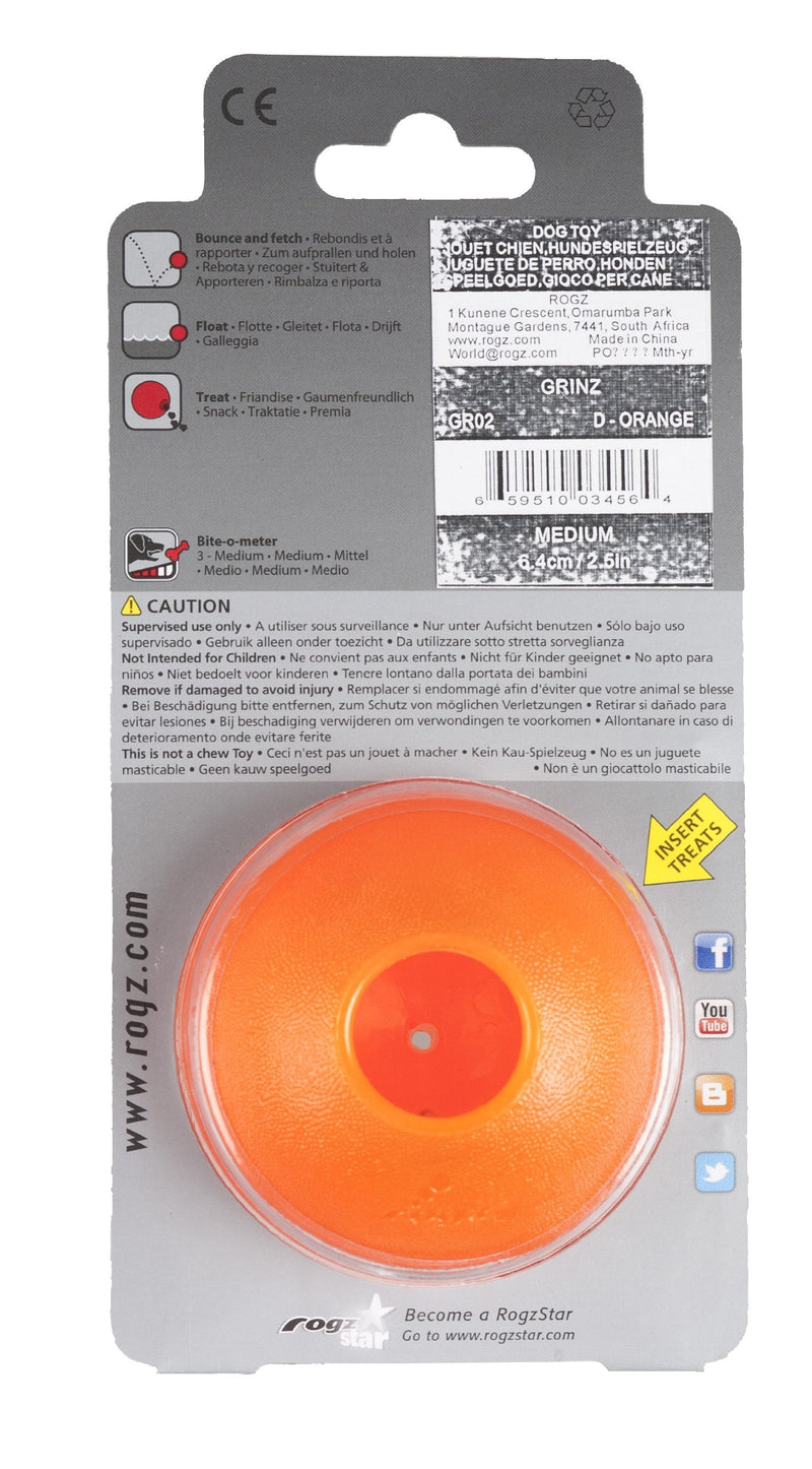 Rogz Grinz Dog Treat Ball Orange - BeesActive Australia