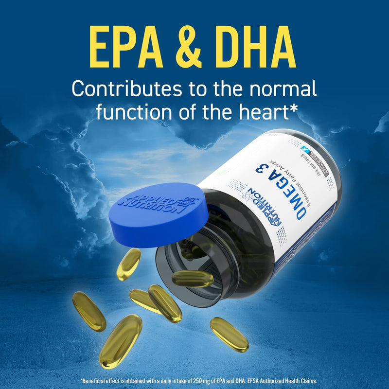 Applied Nutrition Omega 3 - Omega Fish Oil 1000mg, 180mg EPA & 120mg DHA per Softgel, Made in The UK (100 Soft-Gels) - BeesActive Australia