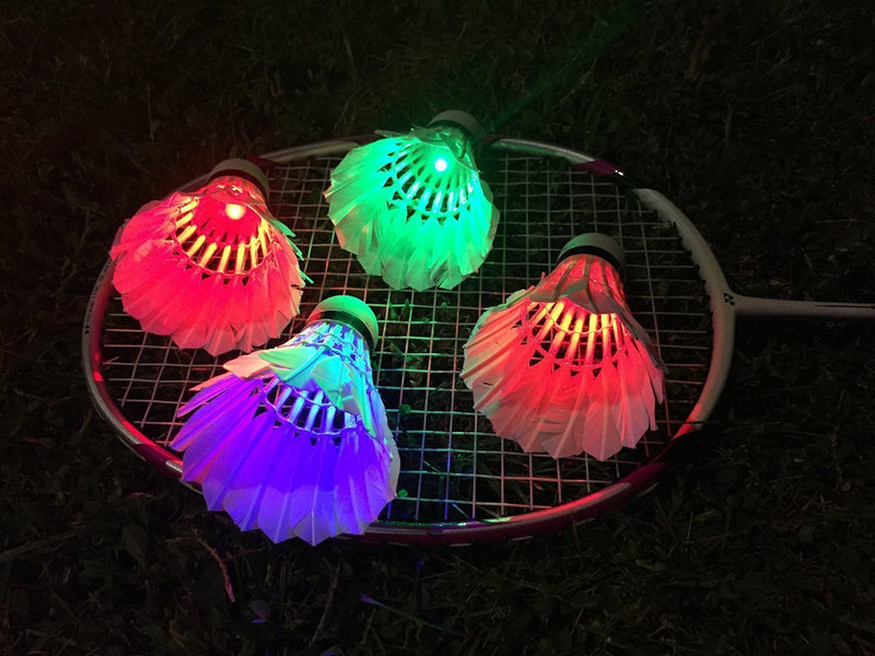 Ohuhu LED Badminton Shuttlecocks, Glow in The Dark Night Badminton Birdies Lighting Birdie for Outdoor Indoor Sports Activities, 4-Pack Feather,4-pack - BeesActive Australia