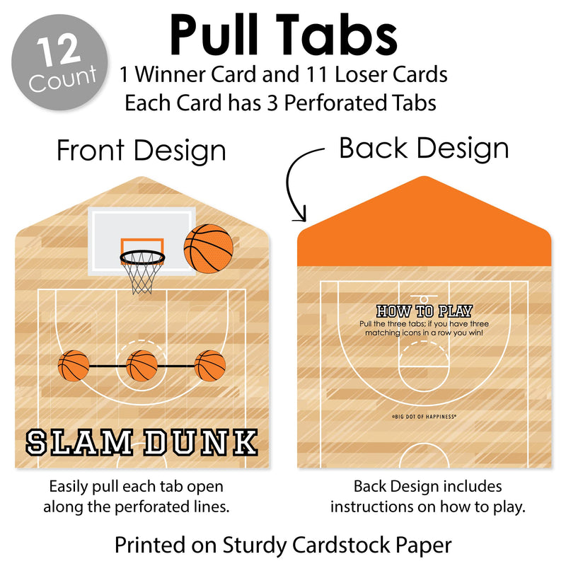 Big Dot of Happiness Nothin’ but Net - Basketball - Baby Shower or Birthday Party Game Pickle Cards - Pull Tabs 3-in-a-Row - Set of 12 - BeesActive Australia