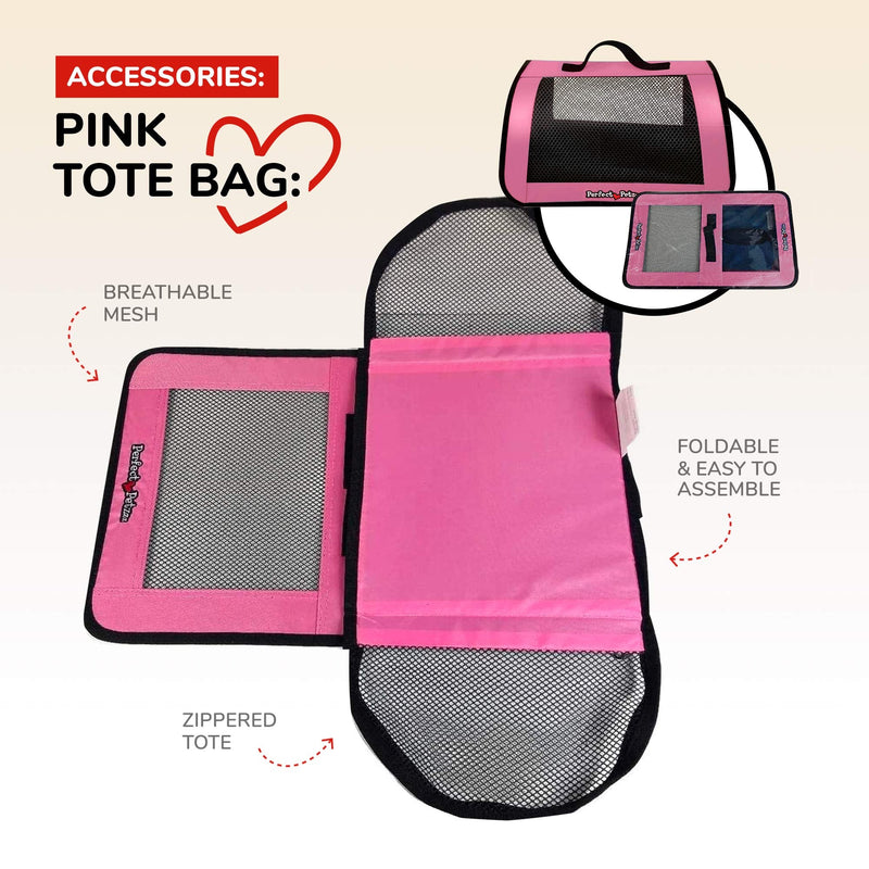 Perfect Petzzz Tote for Lifelike Stuffed Interactive Pet Dogs and Cats, Nylon and Mesh Toy Carrier for Pet Animals, Zippered Carrying Case Accessory (Pink) Accessories Pink - BeesActive Australia