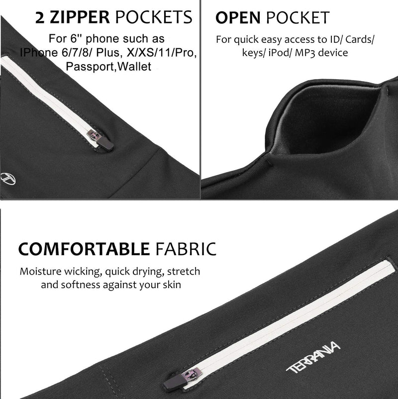 [AUSTRALIA] - Tirrinia Unisex Running Belt Fanny Pack for iPhone X 6 7 8 Plus 11 Pro X XR XS, Runner Workout Belt Waist Pack for Women and Men Walking Fitness Jogging Travel Non-Bounce 5'' Width Black Medium/29"-31" 