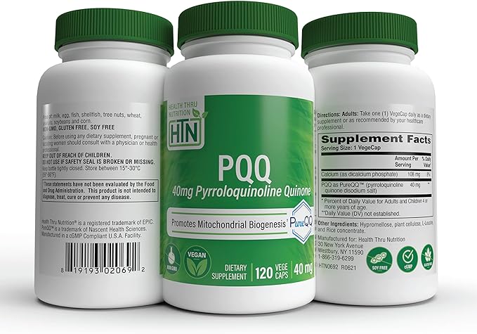 Health Thru Nutrition Pqq 40Mg Pyrroloquinoline Quinone Capsules 120 Count - BeesActive Australia