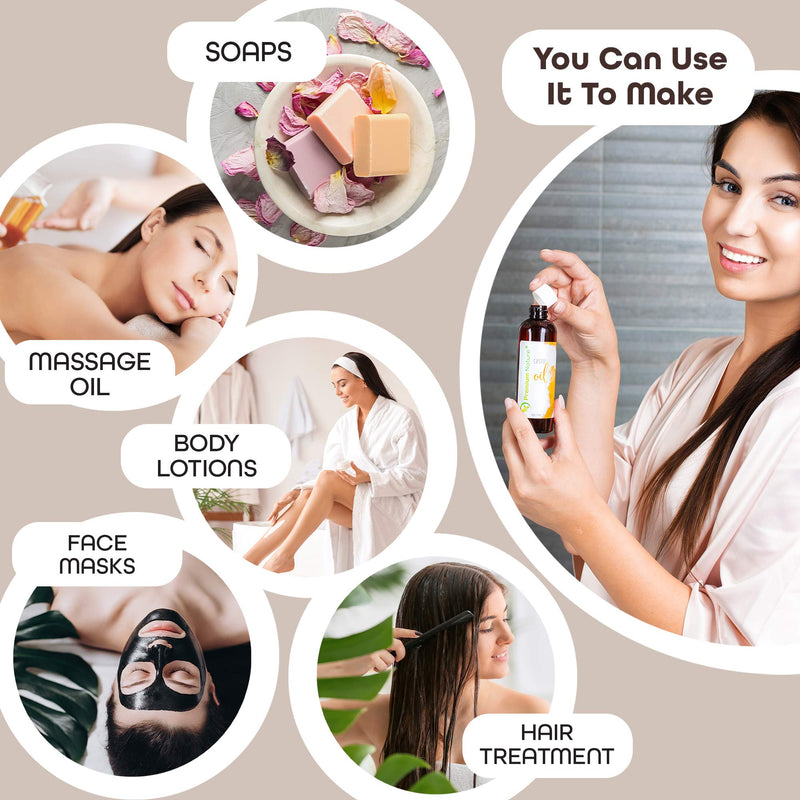 Castor Oil Pure Carrier Oil - Cold Pressed Organic Castrol Oil for Essential Oils Mixing Natural Skin Moisturizer Body & Face, Eyelash Caster Oil, Eyelashes Eyebrows Lash & Hair Growth Serum 4 oz - BeesActive Australia