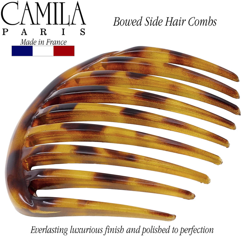 Camila Paris CP2878 French Hair Side Comb Small Rounded, Tokyo, French Twist Hair Combs, Strong Hold Hair Clips for Women Bun Chignon, No Slip Styling Girls Hair Accessories Made in France - BeesActive Australia