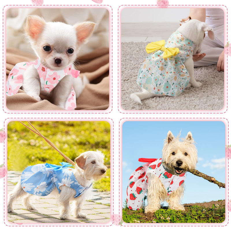 5 Pieces Cute Dog Dress Summer PET Puppy Clothes Soft and Comfortable PET Dog Dresses with Bow Knot for Small Pets, 5 Styles X-Small - BeesActive Australia