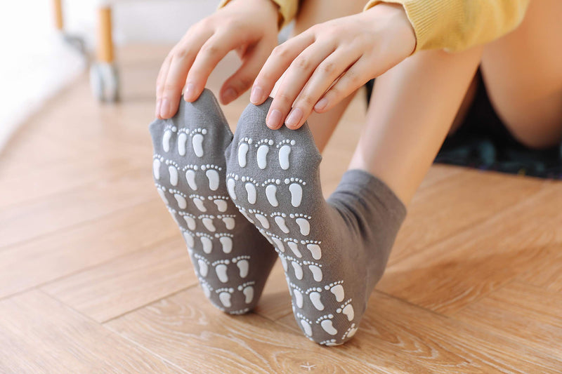 12 Pairs Non Slip Skid Socks for Women, Slipper Socks with Grippers for Hospital Yoga Pilates Color 1 - BeesActive Australia