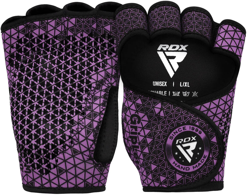 RDX Weight Lifting Gloves Grip, Non Slip Neoprene Ventilated Gym Barehand Gripper, Silicon Palm Protection, Powerlifting Fitness Strength Training Bodybuilding, Chin Pull ups Bar Calisthenics Workout Purple X-Small-Small - BeesActive Australia