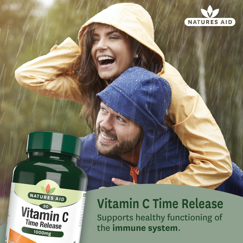Natures Aid Vitamin C Time Release Citrus Tablets 1000mg Pack of 90 Vitamin C Time Release 1000mg, 90 Tablets - BeesActive Australia