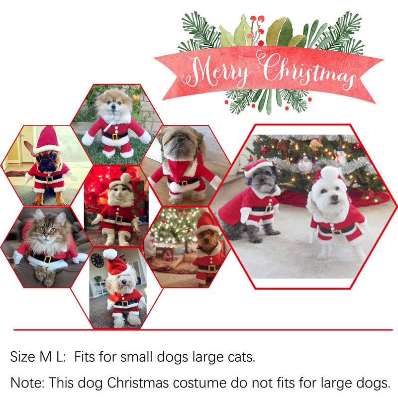 NACOCO Pet Christmas Costumes Dog Suit with Cap Santa Claus Suit Dog Hoodies Cat Xmas Costumes Medium (Pack of 1) Red - BeesActive Australia