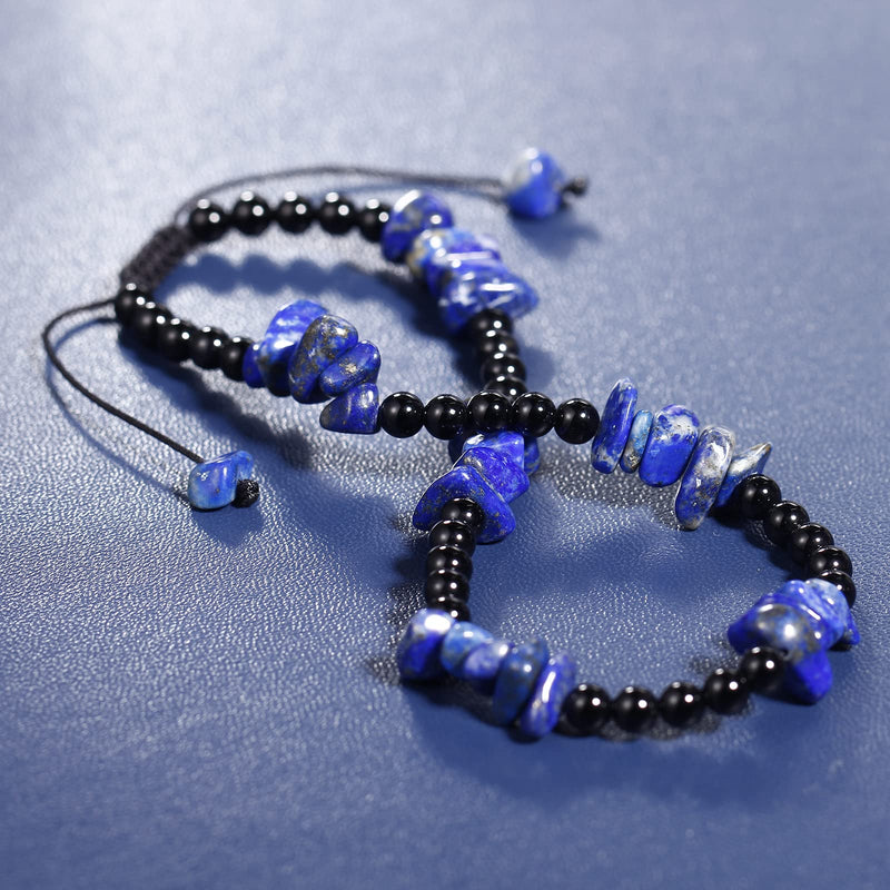 Jewboo Quartz Crystal Tumbled Chip Beads with Agate Beach Anklet Bracelet for Women Essential Oil Diffusers Gemstones and Crystals Foot Jewelry Spiritual Gifts (8.5-10 Inches) Lapis Lazuli - BeesActive Australia