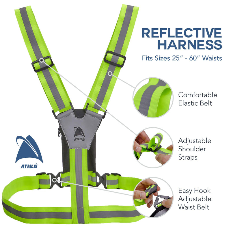 Athlé Reflective Vest with Phone and Storage Pouch, High Visibility, Adjustable Comfortable Stretch Waist Belt - for Safe Running, Jogging, Dog Walking, Biking and More - BeesActive Australia
