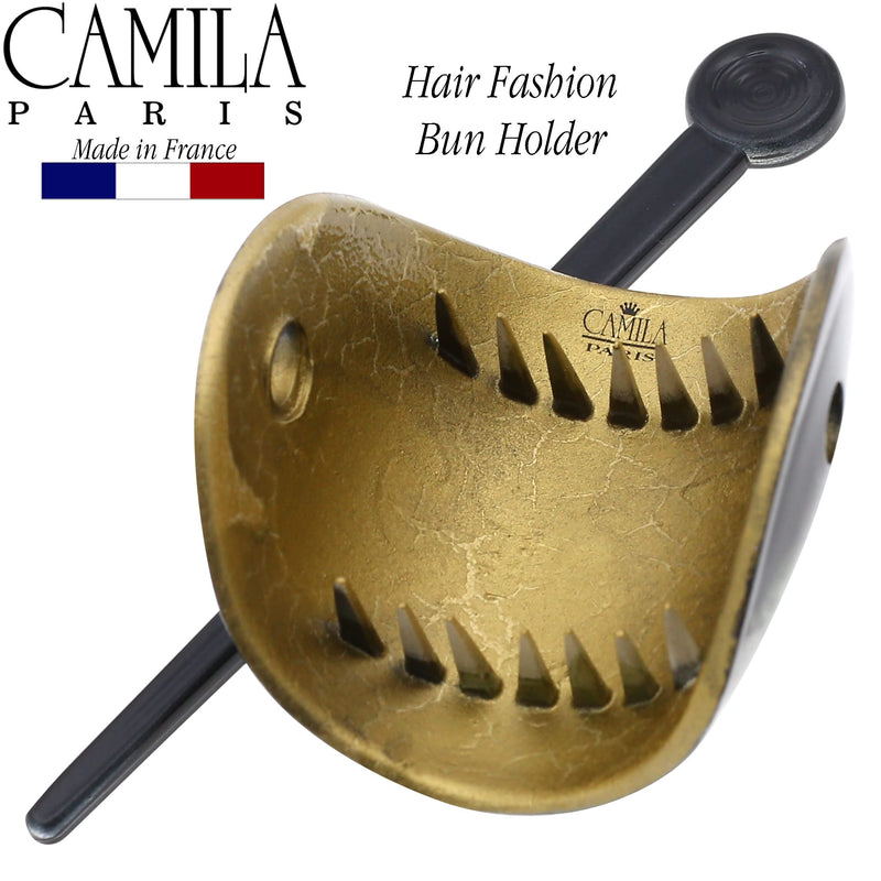 Camila Paris CP3344 French Hair Bun Holder Cover Cap Hair Updo, Green, Hair Pin Thru, Strong Hold Grip Hair Clips for Women, No Slip and Durable Styling Girls Hair Accessories, Made in France - BeesActive Australia