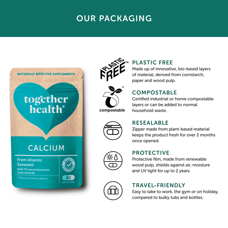 Calcium � Together Health � Seaweed-Based Calcium � 72 Trace Minerals � Vegan Friendly � Made in The UK � 60 Vegecaps Unflavoured 60 Count (Pack of 1) - BeesActive Australia