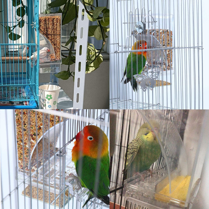 Hamiledyi No Mess Bird Feeders Automatic Parrot Feeder Drinker Acrylic Seed Food Container Parakeet Water Dispenser Cage Accessories for Lovebirds Budgies Canary Finch Transparent Bird Feeder with 5 Chew Balls - BeesActive Australia