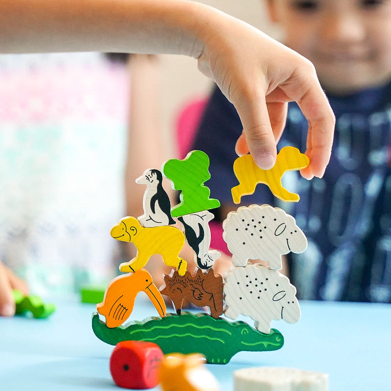 HABA Animal Upon Animal - Classic Wooden Stacking Game Fun for The Whole Family (Made in Germany), 4 years & up - BeesActive Australia