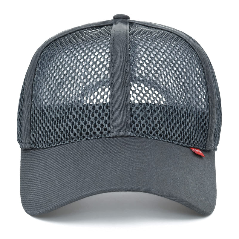 FEICUI Men Mesh Trucker Baseball Cap Adjustable 6-Panel Hat Outdoor Sports Wear 7 1/4-7 1/2 Grey - BeesActive Australia