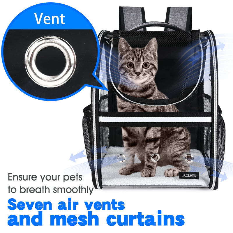 BAGLHER Pet Carrier Backpack,Ventilated Design,Pet Travel Backpack with Comfortable Shoulder Straps,Thicker Bottom Support,Two-Way Entrance Pet Carrier Backpack. Grey - BeesActive Australia