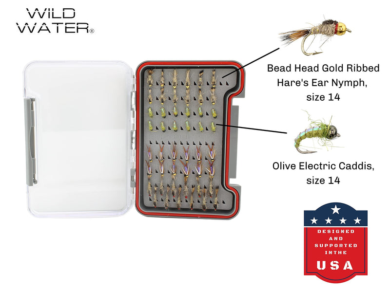 Wild Water Fly Fishing 48 Piece Premium Nymph Fly Assortment with Small Thin Fly Box for Trout, Panfish, Crappie, Sunfish - BeesActive Australia