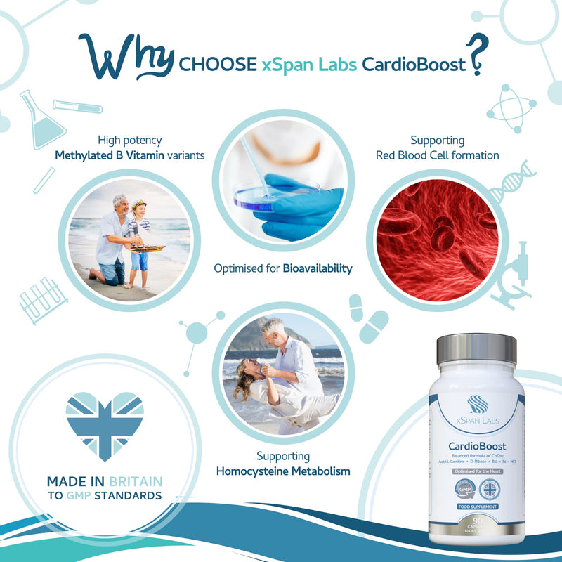 CardioBoost 90 Capsules – a Precise Balance of CoQ10, D-Ribose, Acetyl L-Carnitine, B Vitamins & Medium Chain Triglycerides for Normal Heart Function and to Reduce Tiredness & Fatigue - BeesActive Australia