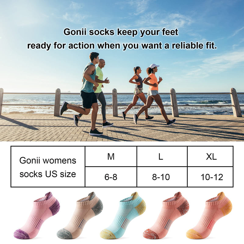 Gonii Ankle Socks Womens Running Athletic No Show Socks Cushioned 5-Pairs 5 Pairs Fun Sorbet Colors 6-8 - BeesActive Australia