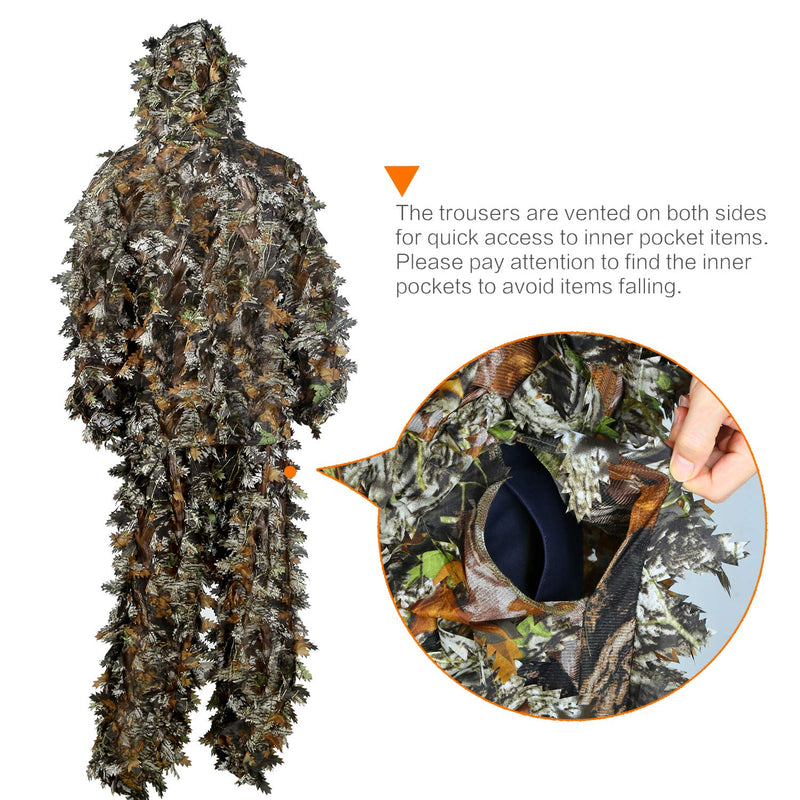 [AUSTRALIA] - PELLOR Ghillie Suits, 3D Leafy Ghille Suit for Youth Boys, Hooded Hunting Airsoft Camouflage Gillies Suits Green Medium 