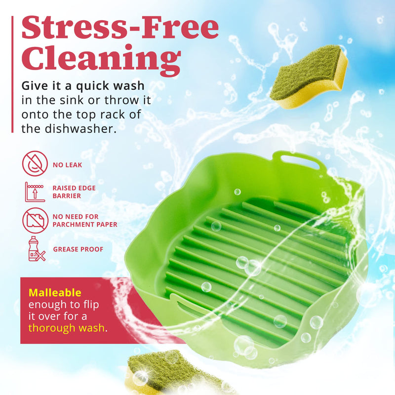 Be First Reusable Silicone Air Fryer Liners - 2 Pack - Non-Stick Airfryer Liners Silicone with Heat Grooves for Even Cooking - BPA-Free and Dishwasher-Safe Air Fryer Silicone Basket (6.3 Inch) 6.3 Inch - BeesActive Australia
