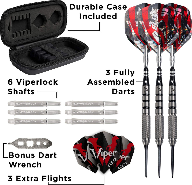 Viper Blitz 95% Tungsten Steel Tip Darts with Storage/Travel Case 24 Grams - BeesActive Australia
