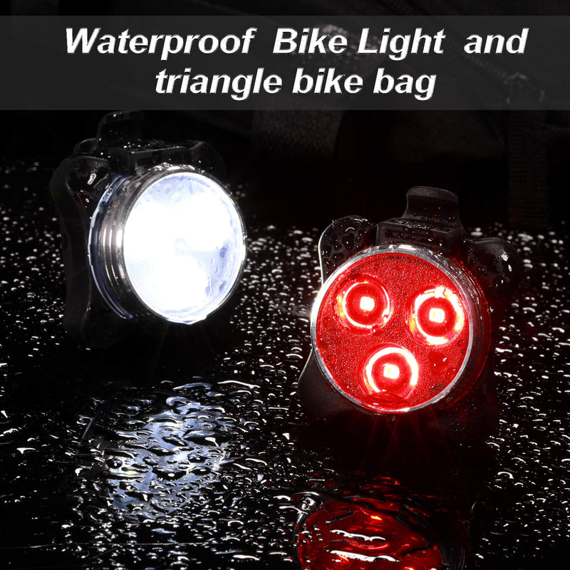 4 Pieces USB Rechargeable Bike Light Bike Headlight and Taillight Front and Rear Bicycle Light and 1 Piece Bike Storage Bag Waterproof Triangle Saddle Frame Pouch for Cycling - BeesActive Australia
