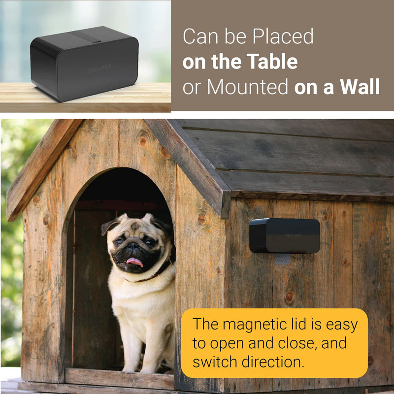 SVD.PET Dog Poop Bag Dispenser, Wall Mount Waste Bag Dispenser with Magnetic Lid Holds 8 Rolls of Waste Bags, Indoor/Outdoor Wall mount or Place on the Table Black Dispenser only - BeesActive Australia