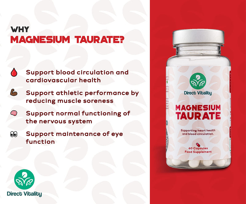 Magnesium Taurate | 700mg per Capsule | UK Made | 2 Months Supply | Vegan | No Nasty fillers | GMP Certified - BeesActive Australia