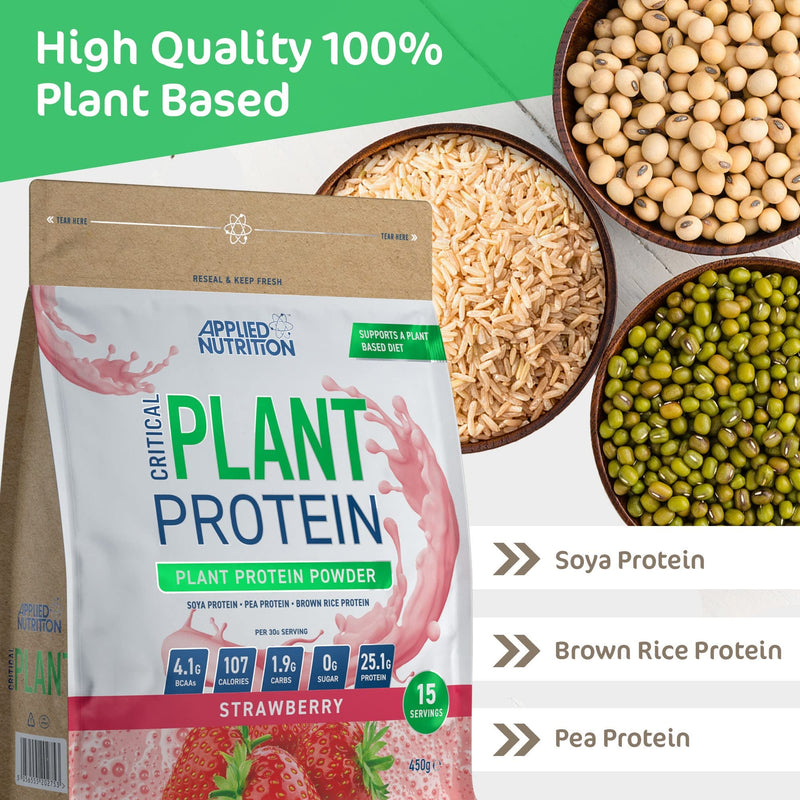 Applied Nutrition Critical Plant Protein - Vegan Protein Powder, Plant Based Supplement (450g - 15 Servings) (Chocolate) Chocolate - BeesActive Australia