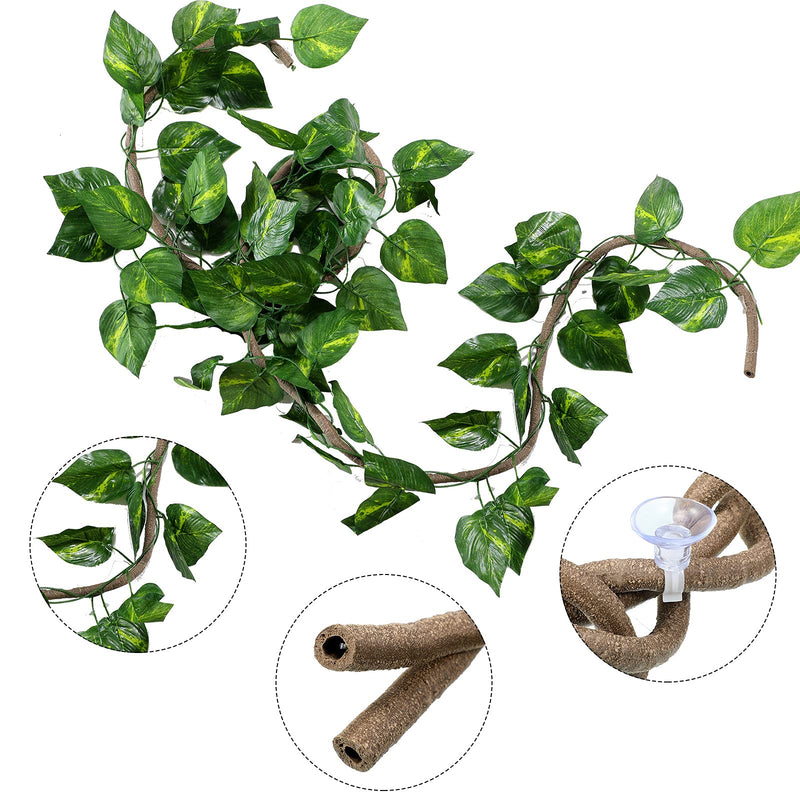 Reptile Lizard Habitat Accessories Include 29.52 x 7.08 Inch Lizard Hammock, Jungle Climber Vines Flexible Leaves Habitat Reptile Decor with Suction Cups for Bearded Dragons Iguanas and Other Reptiles - BeesActive Australia