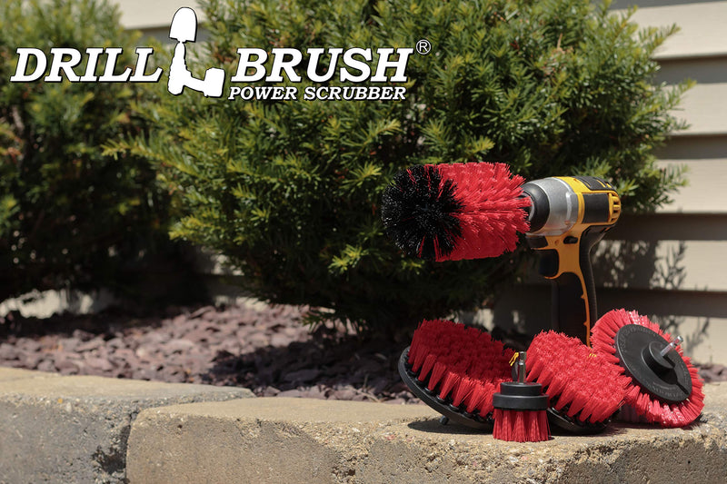 Drill Brush Power Scrubber by Useful Products - Drillbrush 4 Piece Red Stiff Drill Cleaning Brush Set - Outdoor Cleaning Drill Brush Set for Cordless Drill - Siding Cleaner Brush Attachment for Drill - BeesActive Australia