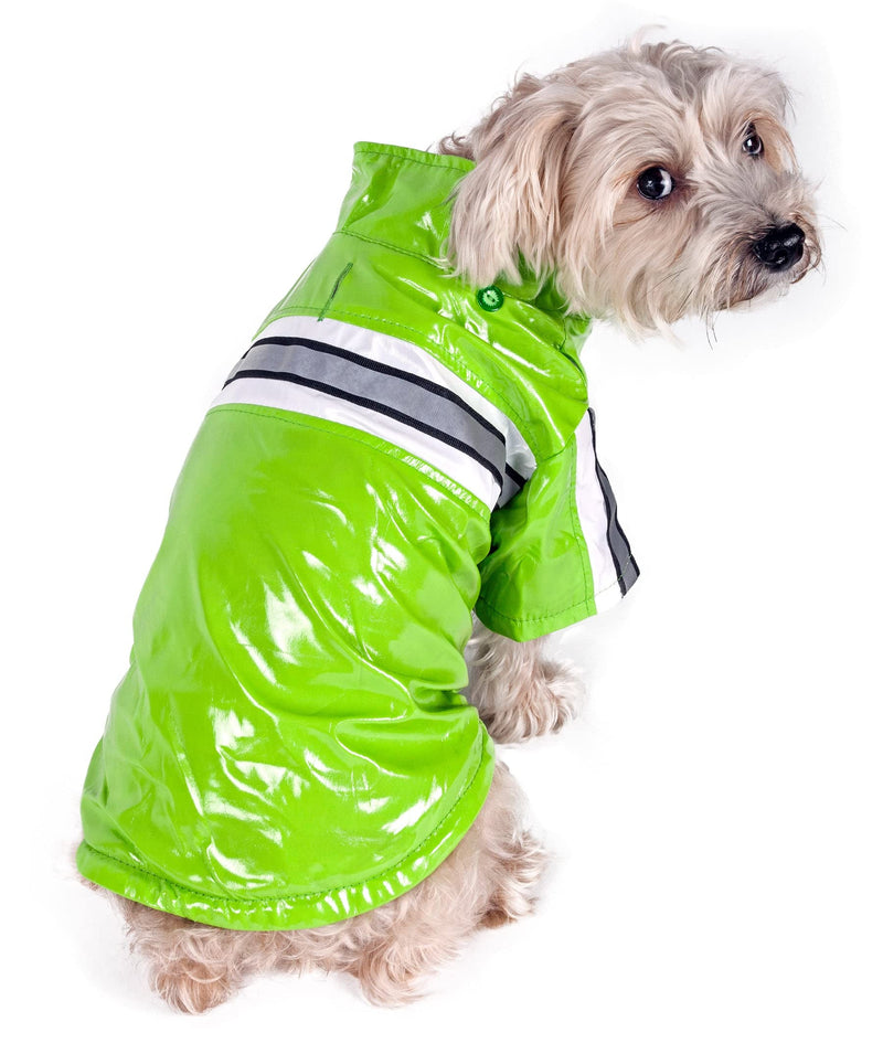 Pet Life ® Reflecta-Glow Reflective Waterproof Adjustable PVC Pet Raincoat Green Medium - BeesActive Australia