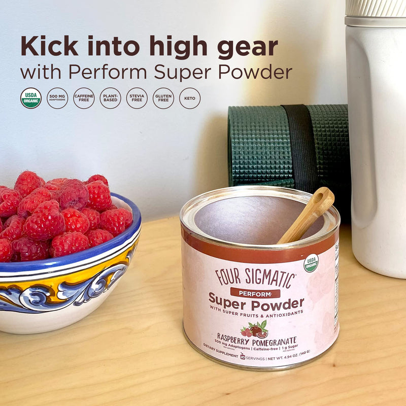 FOUR SIGMATIC Perform Super Powder with Super Fruits and Antioxidants Red Raspberry - Can Perform w/ Raspberry Pomegranate - BeesActive Australia