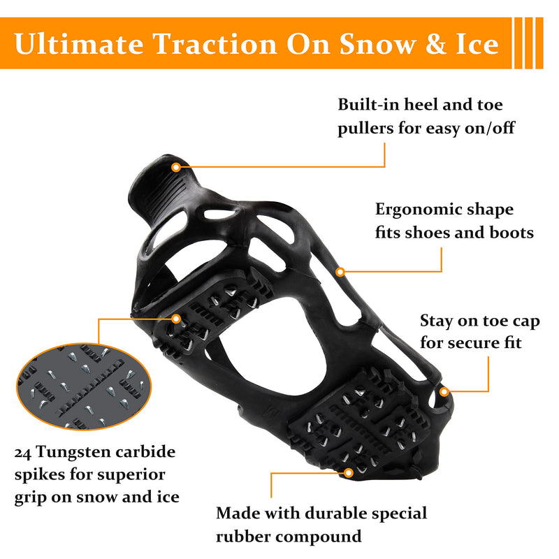 JOGFFDE Ice Cleats for Shoes and Boots - Snow Walk Traction Cleats Crampons 24 Spikes Anti Slip Crampons for Women Men Walking on Snow and Ice Small(3.5-5/Men 5.5-7/Women) - BeesActive Australia