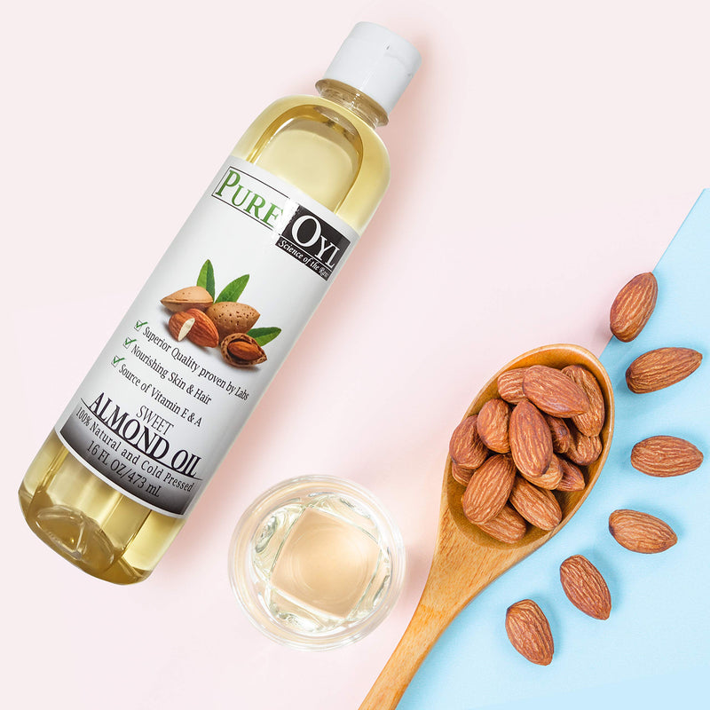Pureoyl Sweet Almond Oil 16 Fl Oz 100% Natural and Pure | Moisturizer & Carrier Oil | Beauty & DIY blends - BeesActive Australia