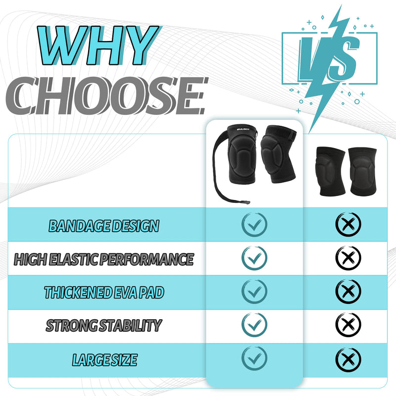 ONTYZZ Knee Pads with Non-Slip Bandage Thickening Anti-Collision EVA Sports Knee Pads for Volleyball Basketball Football Dancing Working Gardening Cleaning Breathable Knee Pads for Men Women Black/L Bandage/black L: Leg circumference=38 - 54 cm - BeesActive Australia