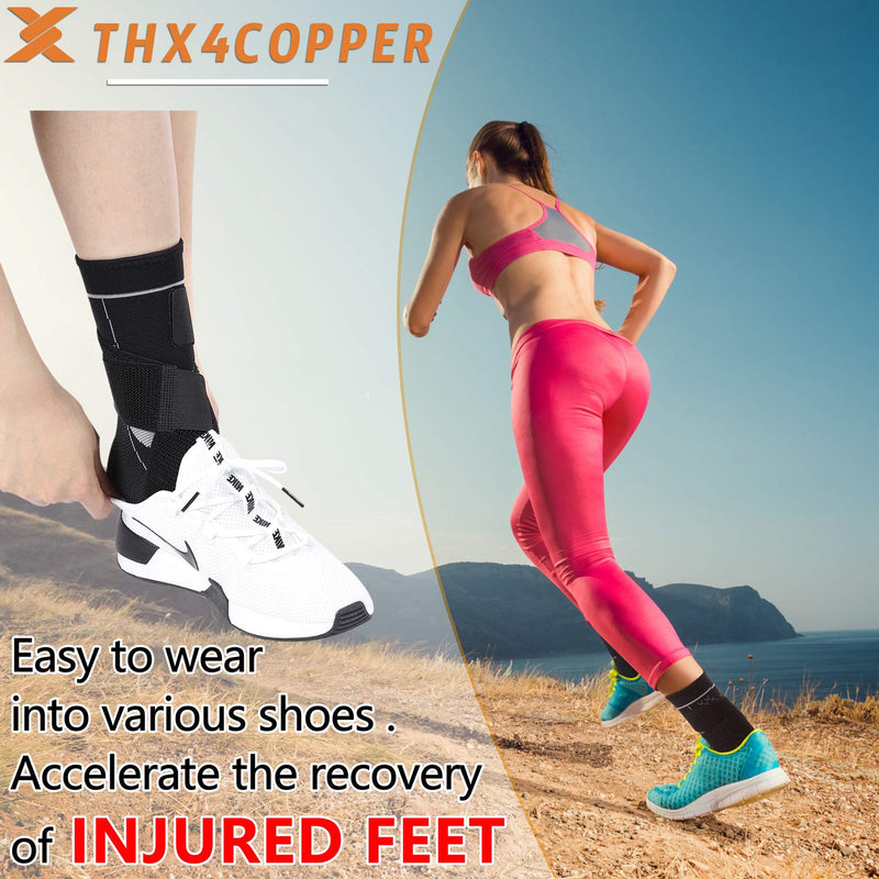 Thx4COPPER Ankle Brace Compression Support Sleeve with Strap-Relieves Achilles Tendonitis, Joint Pain, Heel Spurs, Edema, Plantar Fasciitis Foot Sock with Arch Support Eases Swelling, Injury Recovery M - BeesActive Australia