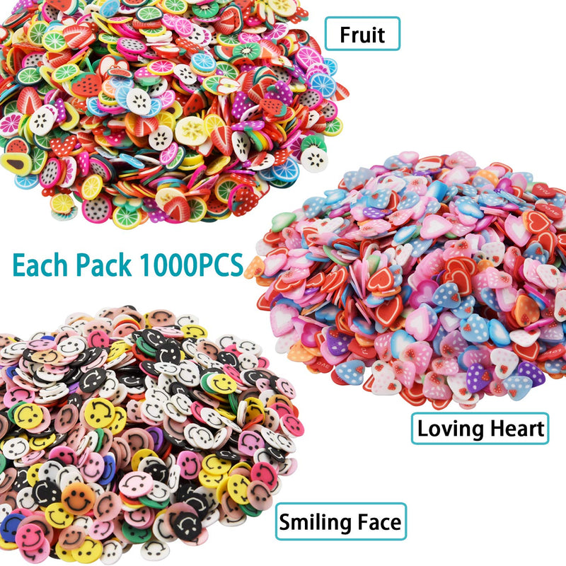 Nail Art Slices 10000PCS, YOUYOUTE 10 Pack 3D Fruit Fimo Slices Slime Supplies Polymer Clay DIY Nail Art Decoration(Fruit,Smiling Face,Heart,Plumblossom,Pentagram,Cake,Cartoon,Animal) 10 Pack Different Nail Art Slices - BeesActive Australia
