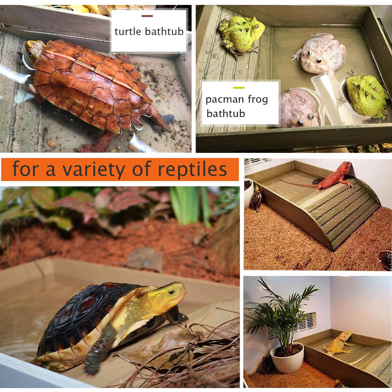 3pcs Tortoise Food Dish with Ramp and Basking Platform Leaf Tortoise Water Food Bowls Reptile Water Dish Turtle Reptile Pool for Amphibians Gray Imitation Granite - BeesActive Australia