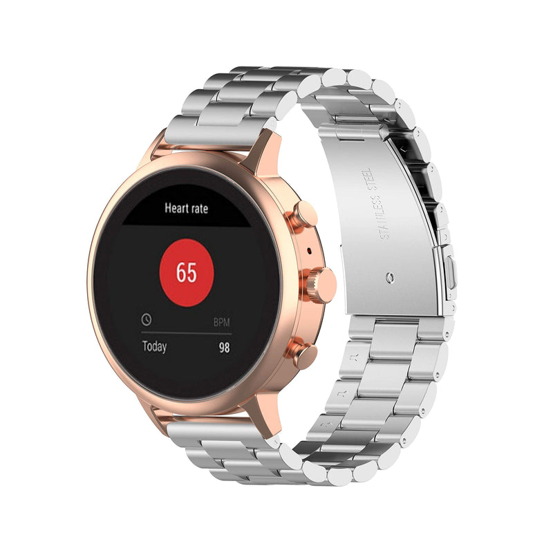 FitTurn Bands Compatible with Veryfitpro Smart Watch ID205 ID205L ID215G ID205U ID205S ID216 Uwatch 3 Uwatch Ufit Uwatch GT Quick Release Classic Stainless Steel Metal WatchBand (Silver) Silver - BeesActive Australia