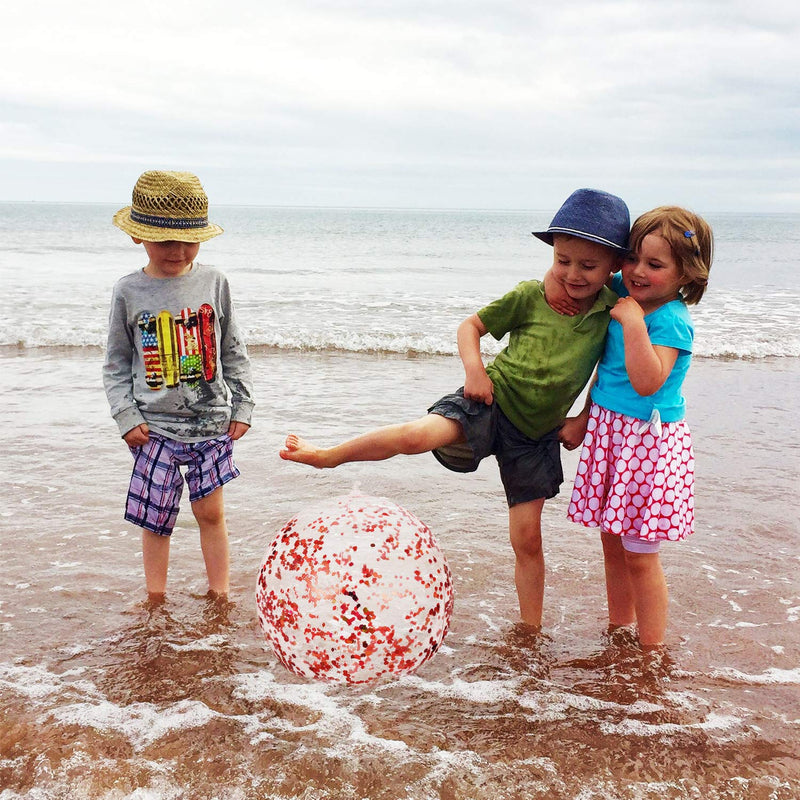 [AUSTRALIA] - 6 Pieces Inflatable Glitter Beach Ball Confetti Beach Balls Transparent Swimming Pool Party Ball for Summer Beach Water Play Toy, Pool and Party Favor, 16 Inch (Rose Gold) Rose Gold 