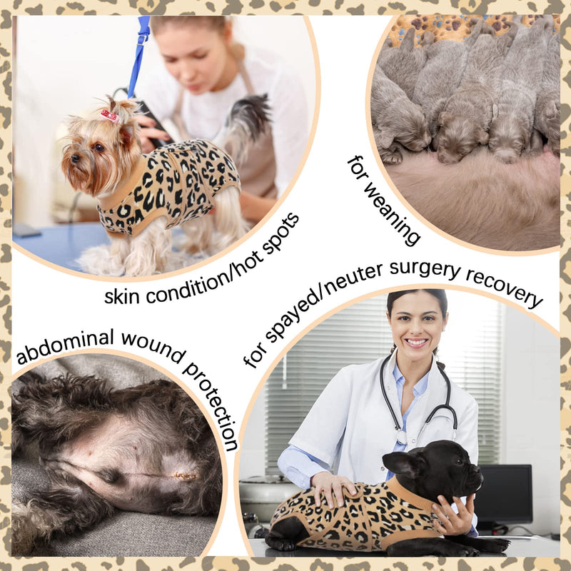 FUAMEY Dog Recovery Suit,Pet Body Suits After Surgery,Lepard Printed Spay Suit for Female Dog,Male Dogs Surgical Neuter Suit,Dog Onesie Alternative to Cone E-Collar,Pet Abdominal Anti Licking Shirt M(Chest:19-23in) brown - BeesActive Australia
