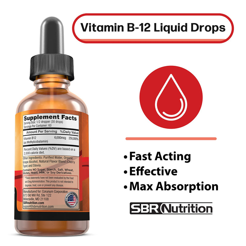 MAX Absorption, Vitamin B12 Sublingual Liquid Drops, 6000mcg Methylcobalamin Per Serving, 60 Servings, Non-GMO, Vegan Friendly - BeesActive Australia