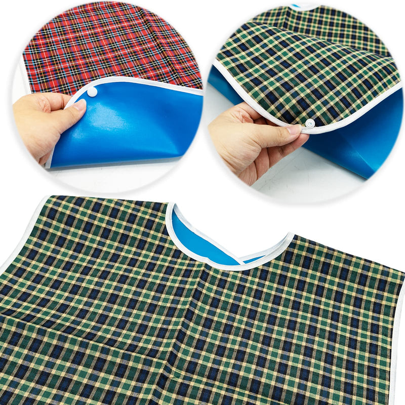 Adult Bibs, Adult The Eldly Bib Adult Washable Dining Bibs for Elderly, 3 Pack,Red,Green,Blue - BeesActive Australia