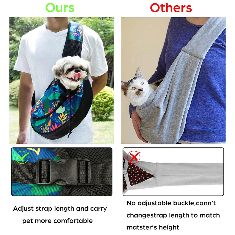 Pet Dog Sling Carrier Breathable Mesh Sling Bag Safe Hands Free Adjustable Dog Satchel for Small Dogs Cats to Outdoor Travel Large Rainforest - BeesActive Australia